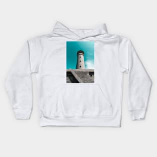 The lighthouse against blue sky Kids Hoodie